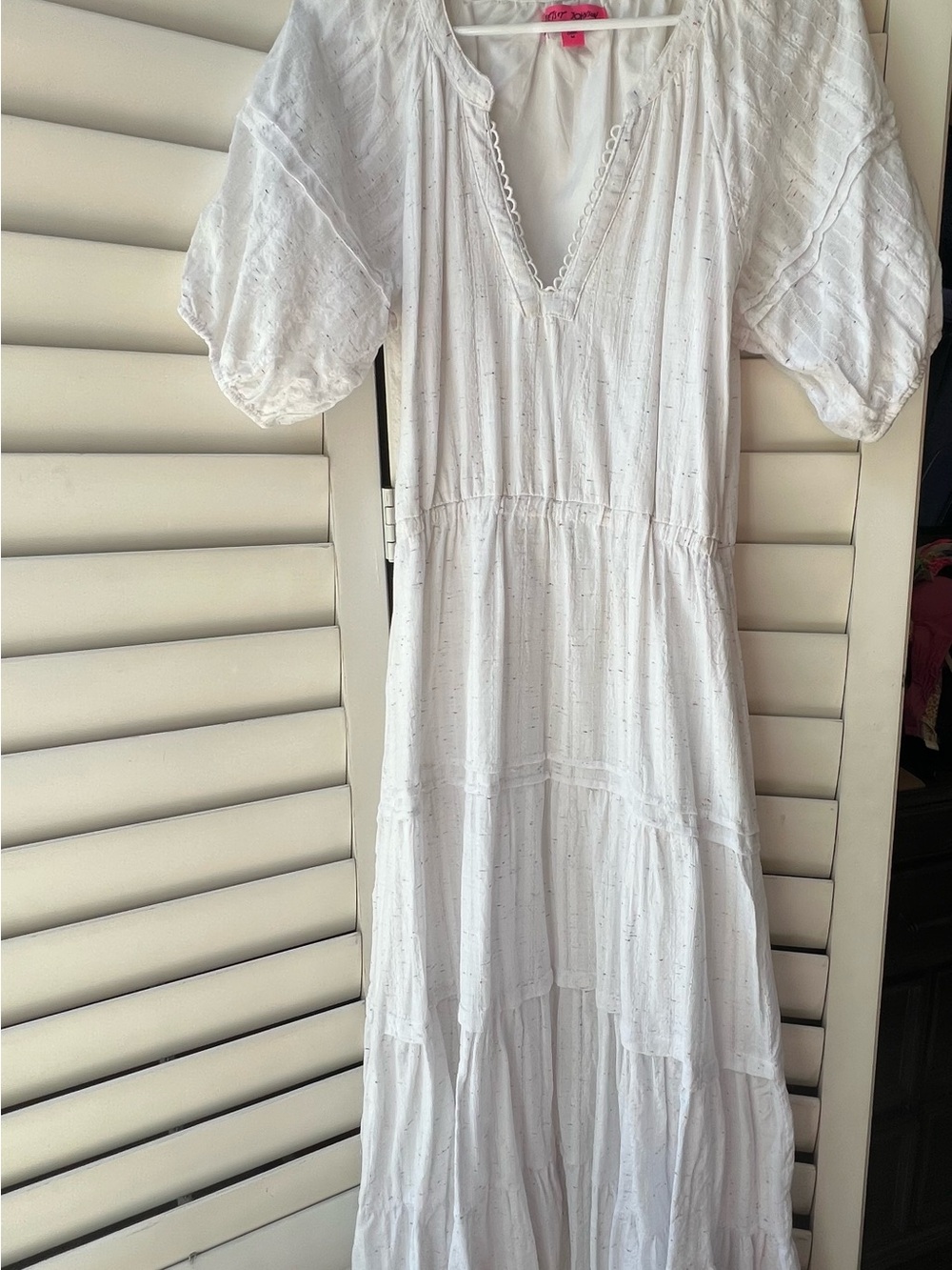 Betsey Johnson White Eyelet Tiered Maxi Dress